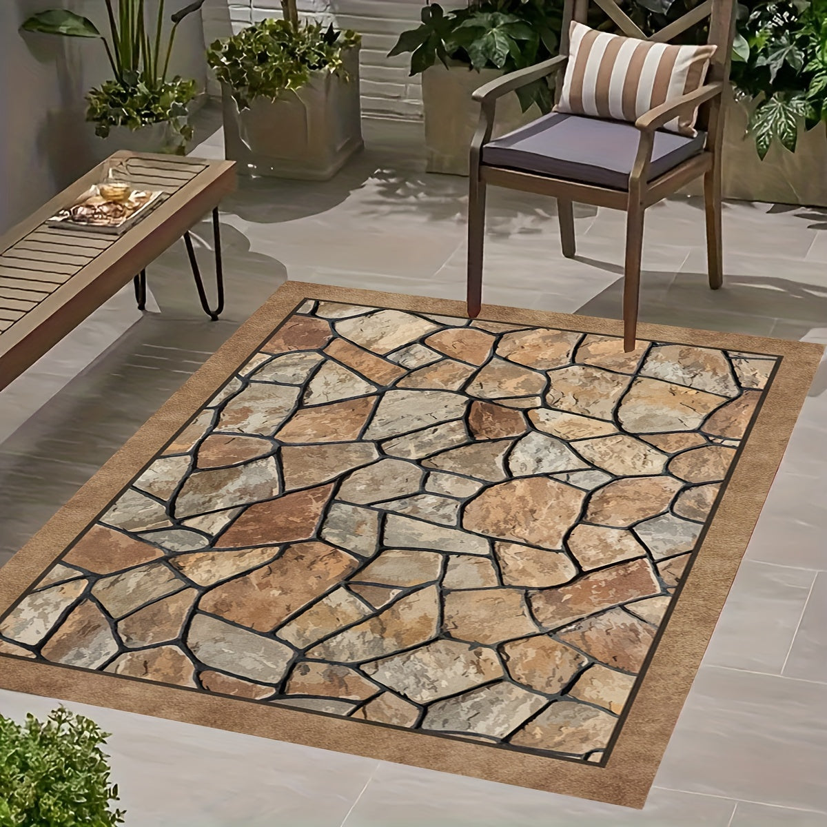 StoneCraft Outdoor Rug | Durable Washable Patio Carpet