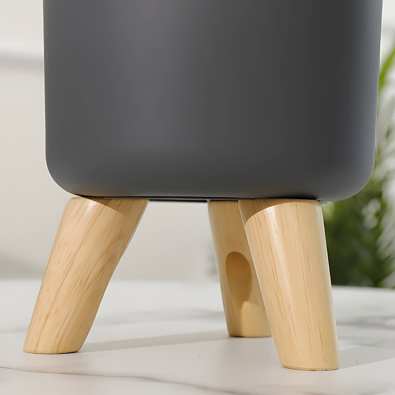 Modern Round Planter with Wooden Legs | Indoor & Outdoor Decorative Plant Pot