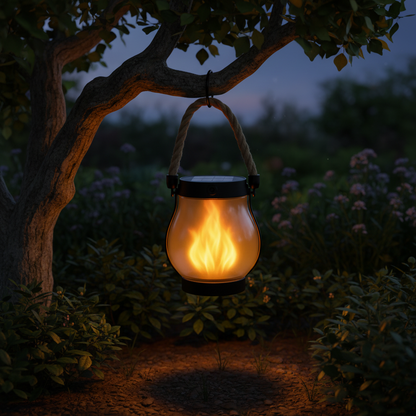 Lanterna Solare da Esterno con Effetto Fiamma, Luce da Appendere per Giardino