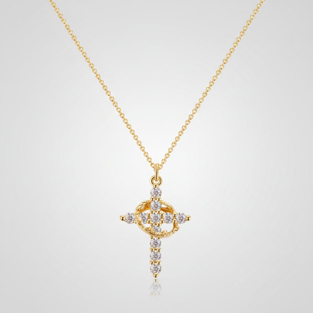 Collana con Ciondolo Croce Corona Regalo Gioiello Fede Festa della Mamma