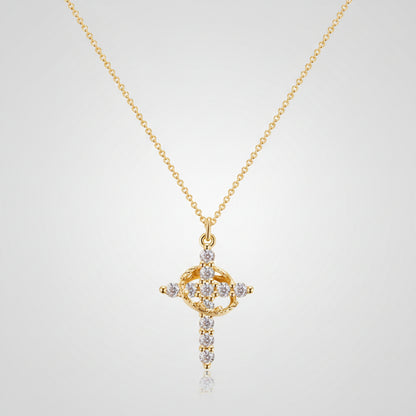 Collana con Ciondolo Croce Corona Regalo Gioiello Fede Festa della Mamma