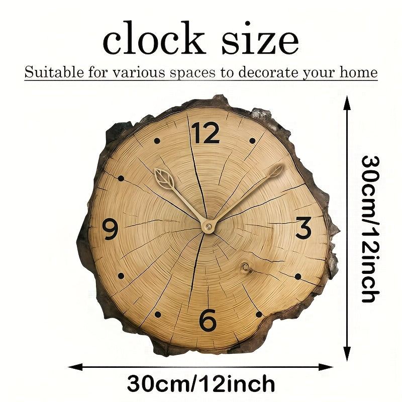 Reloj de Pared de Rodaja de Madera Rústica | Decoración para el Hogar con Diseño de Tronco Natural