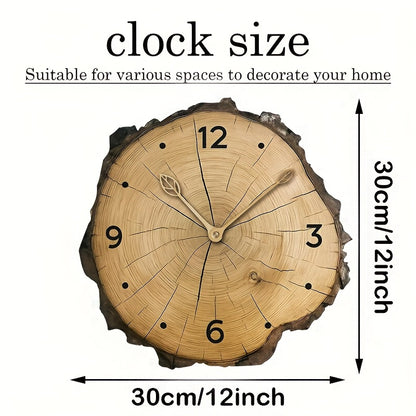 Reloj de Pared de Rodaja de Madera Rústica | Decoración para el Hogar con Diseño de Tronco Natural