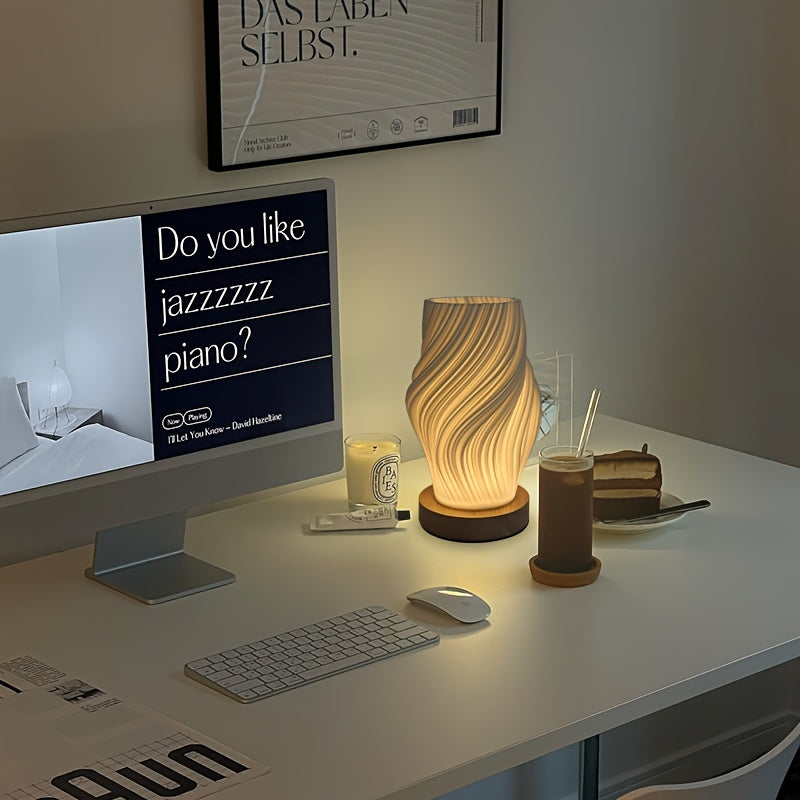 Moderne LED-Tischlampe mit Wirbel-Design | Minimalistische dimmbare Nachttisch- und Schreibtischlampe