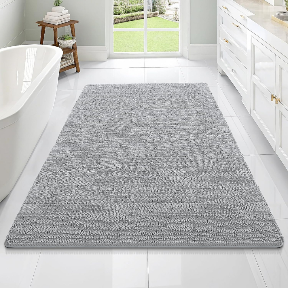 Alfombra de baño de chenilla antideslizante absorbente para suelo de baño