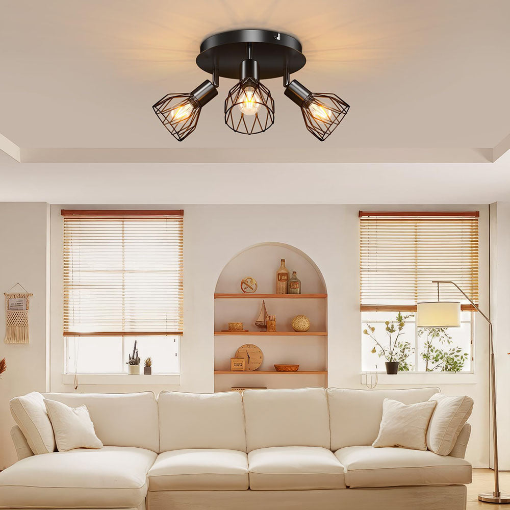 Industrial Adjustable Black Spotlight Ceiling Light | Vintage Functionality