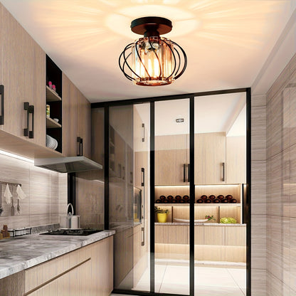 Lampada da soffitto a gabbia industriale moderna | Elegante plafoniera semi incassata