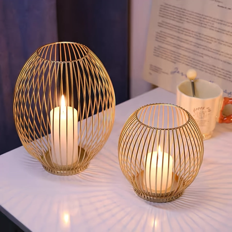 Metal Wire Candle Holder Set | Modern Decorative Tealight & Pillar Stand