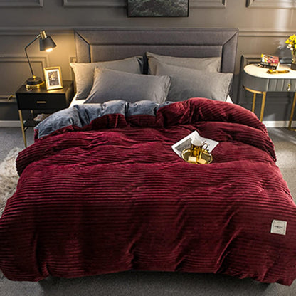 Bedding Duvet Cover Set Plush-Style Winter Bedspread Design