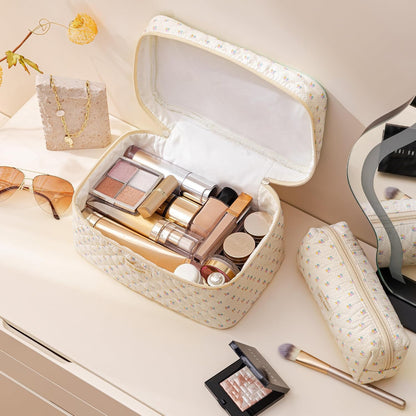 Bolsa de Maquillaje Bolsa Cosmética de Viaje Algodón Floral Regalo para el Día de la Madre