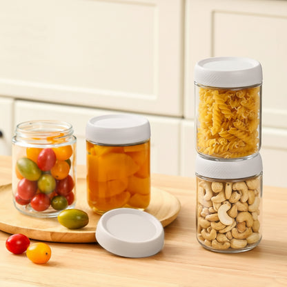 Conjunto de Frascos de Vidro para Armazenamento de Alimentos Herméticos e Empilháveis para Cozinha