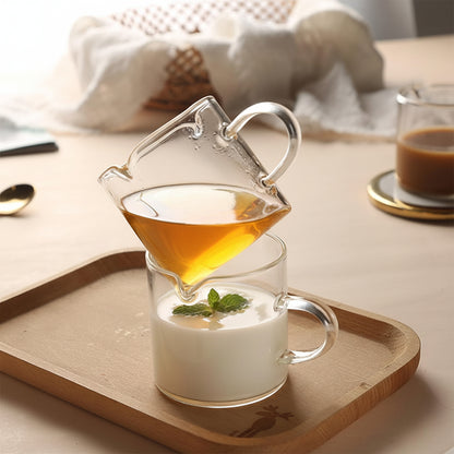 Conjunto de Chávenas de Espresso em Vidro com Copo Medidor de Bico Duplo 4oz Jarro para Café