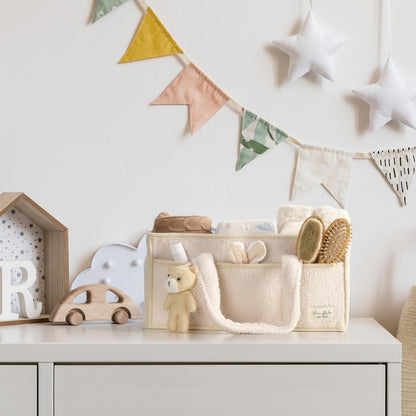 Diaper Caddy Organizer Plush Sherpa Baby Storage Basket