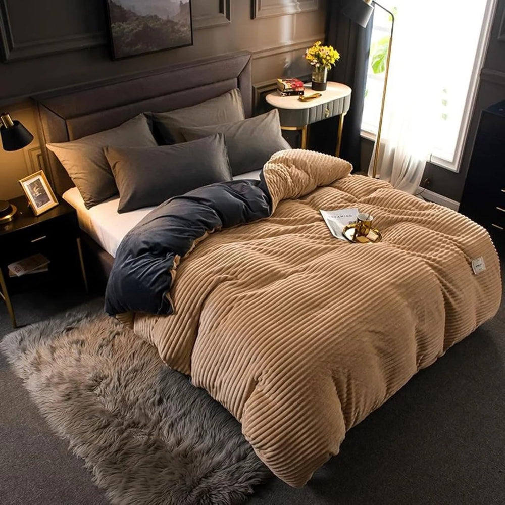 Bedding Duvet Cover Set Plush-Style Winter Bedspread Design