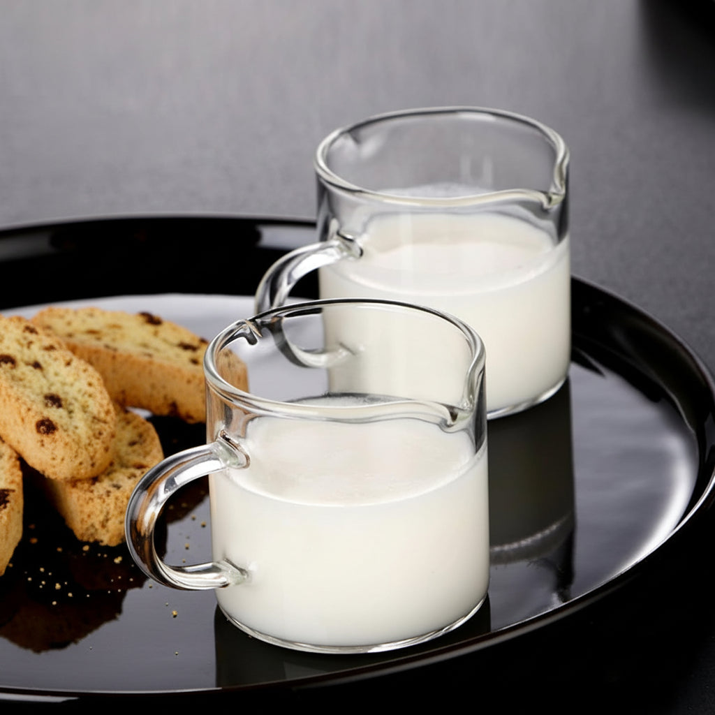 Conjunto de Chávenas de Espresso em Vidro com Copo Medidor de Bico Duplo 4oz Jarro para Café