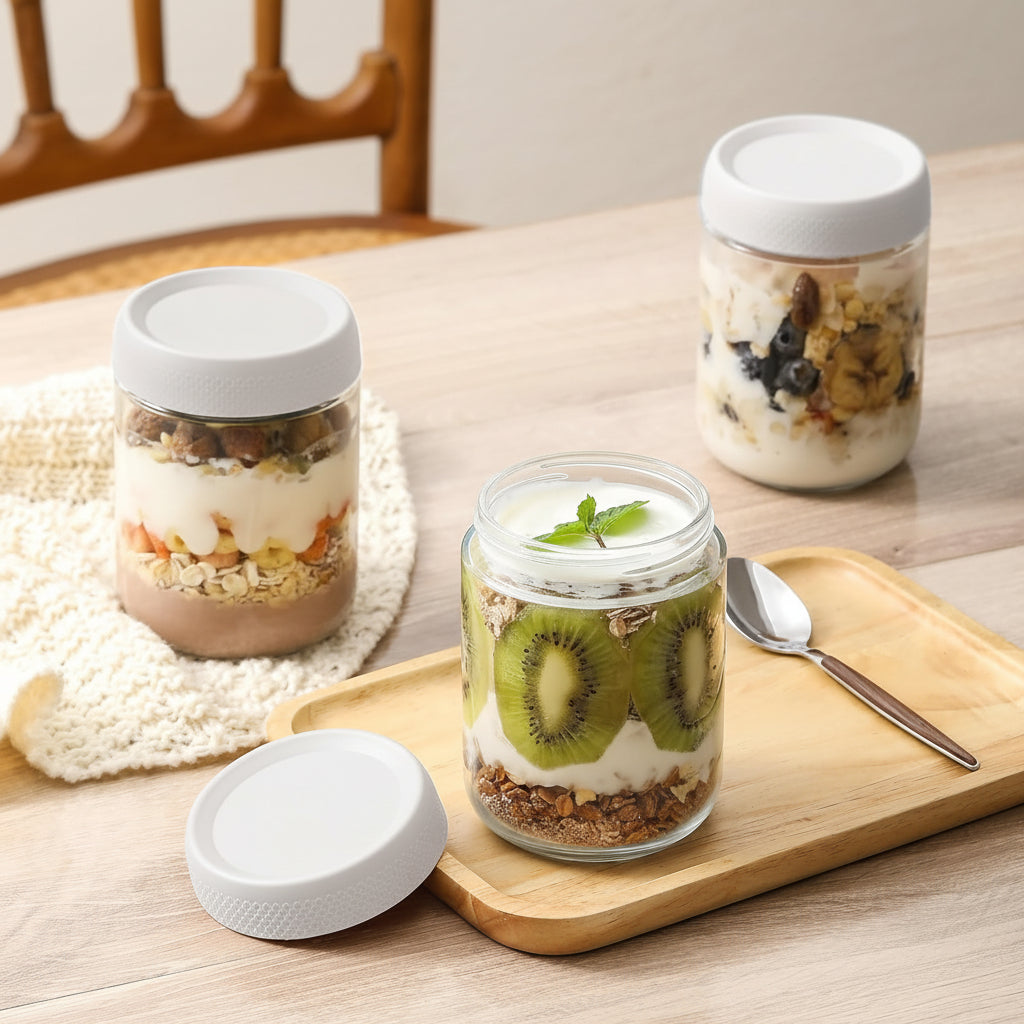 Conjunto de Frascos de Vidro para Armazenamento de Alimentos Herméticos e Empilháveis para Cozinha