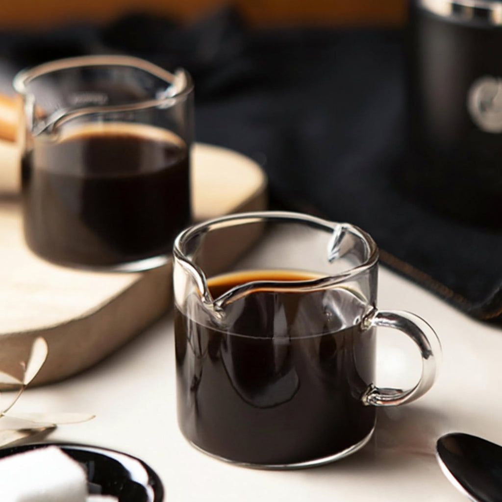 Conjunto de Chávenas de Espresso em Vidro com Copo Medidor de Bico Duplo 4oz Jarro para Café