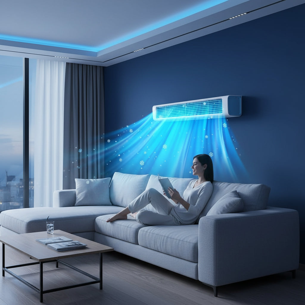 Aer condiționat portabil cu ventilator, telecomandă, răcitor montat pe perete