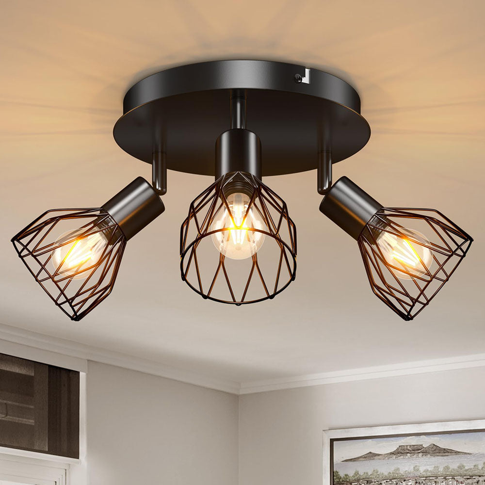 Luz de Teto Industrial Ajustável com Foco Preto | Funcionalidade Vintage