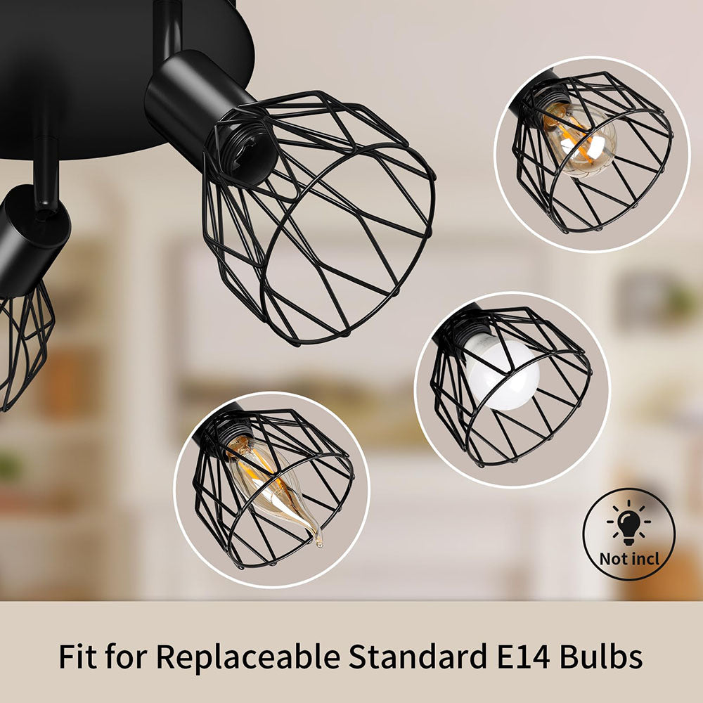 Industrial Adjustable Black Spotlight Ceiling Light | Vintage Functionality