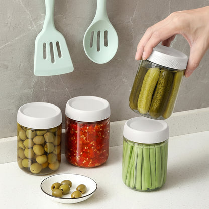 Conjunto de Frascos de Vidro para Armazenamento de Alimentos Herméticos e Empilháveis para Cozinha