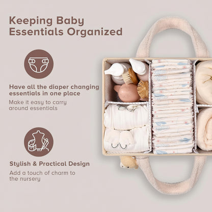 Diaper Caddy Organizer Plush Sherpa Baby Storage Basket