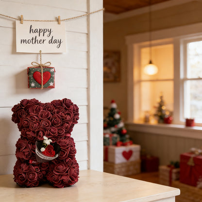 Muttertags-Rosenbär Geschenk Künstliche Blume Teddybär Dekoration