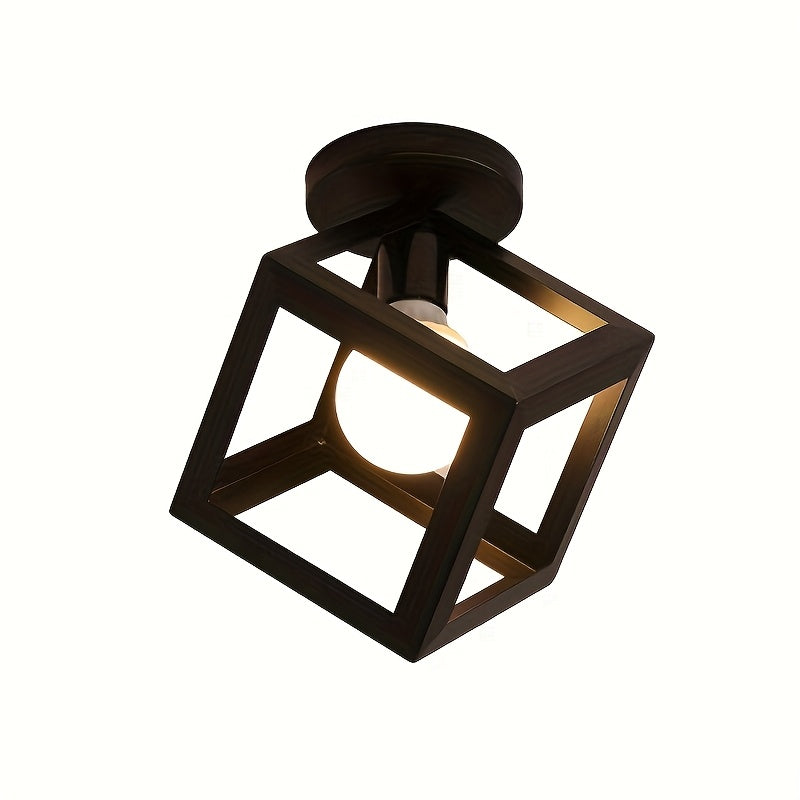 Luz de Teto Cubo Geométrico | Luminária Moderna Industrial Semi-Embutida