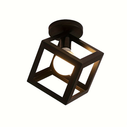 Luz de Teto Cubo Geométrico | Luminária Moderna Industrial Semi-Embutida