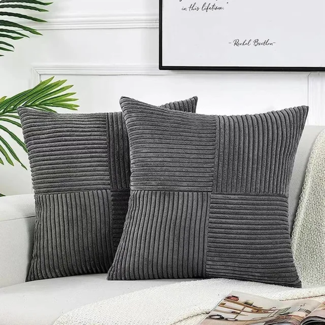 Federe per Cuscini in Velluto a Coste | Federe di Lusso a Righe per Cuscini Decorativi