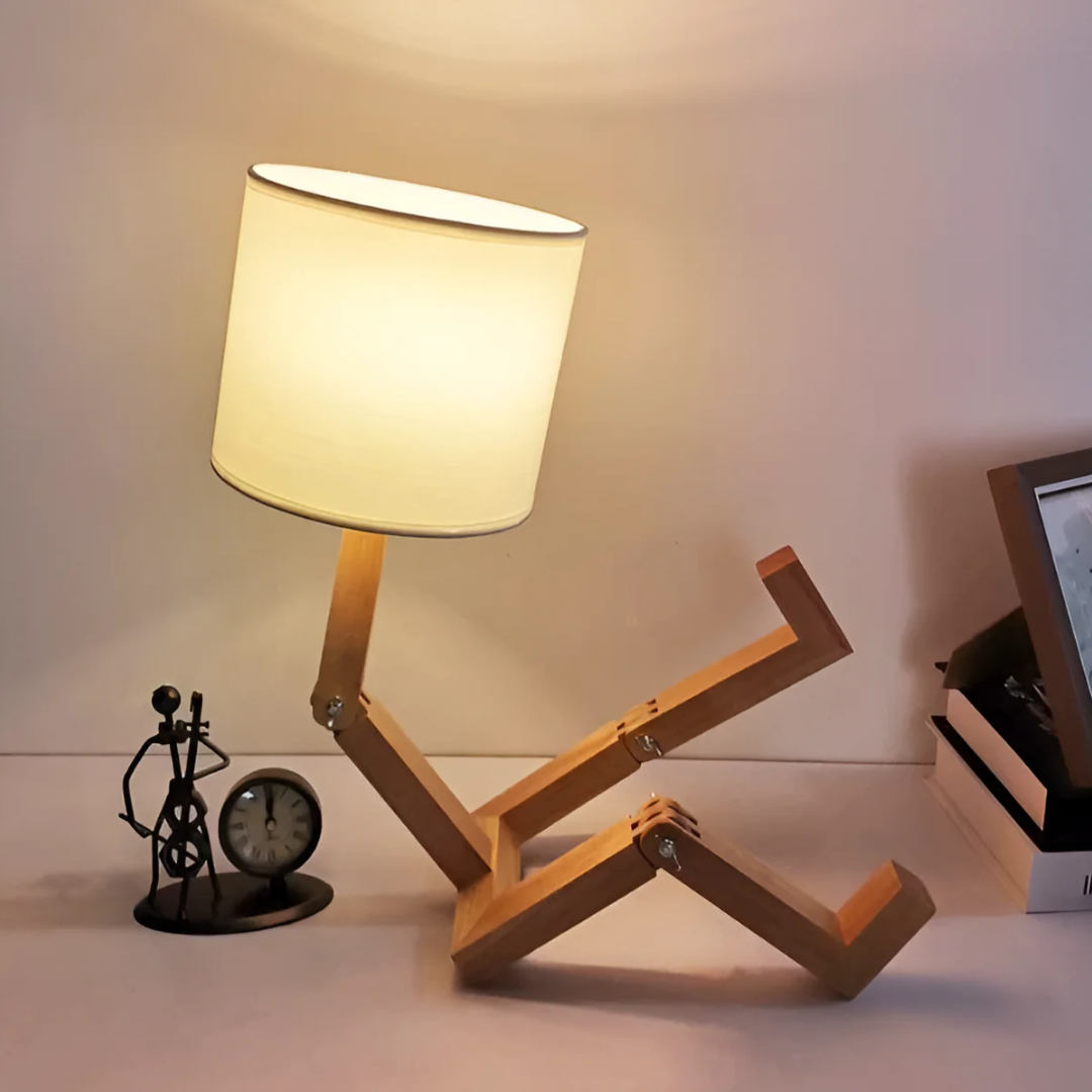 Candeeiro de Mesa Rilna | Luz de Design Flexível em Madeira