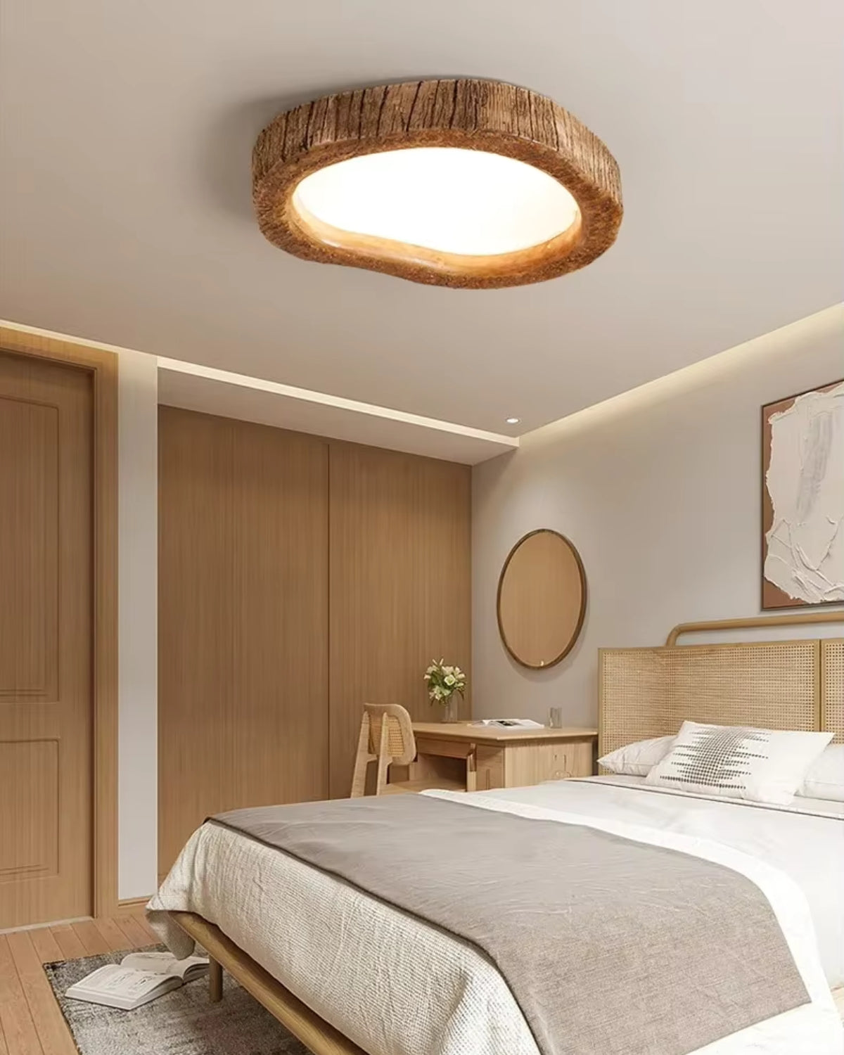 Le Halo Bois Ceiling Light | Rustic Wood-Inspired LED Lamp