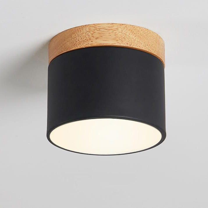 Scandinavian Macaron LED Ceiling Light | Wooden Accent Flush Mount