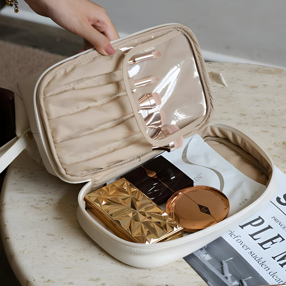Borsa per trucchi Organizzatore da viaggio Custodia cosmetica in pelle sintetica Grande capacità