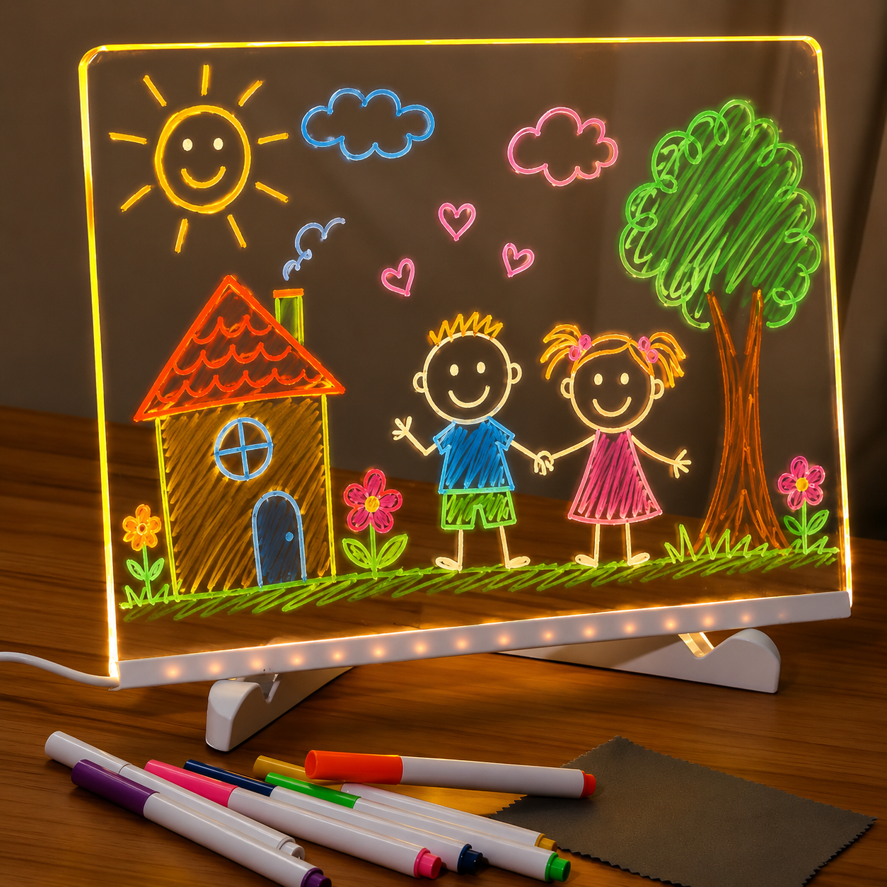 Wandbild LED-Zeichentafel Kinder Wiederverwendbares Leuchtendes Schreibtablett