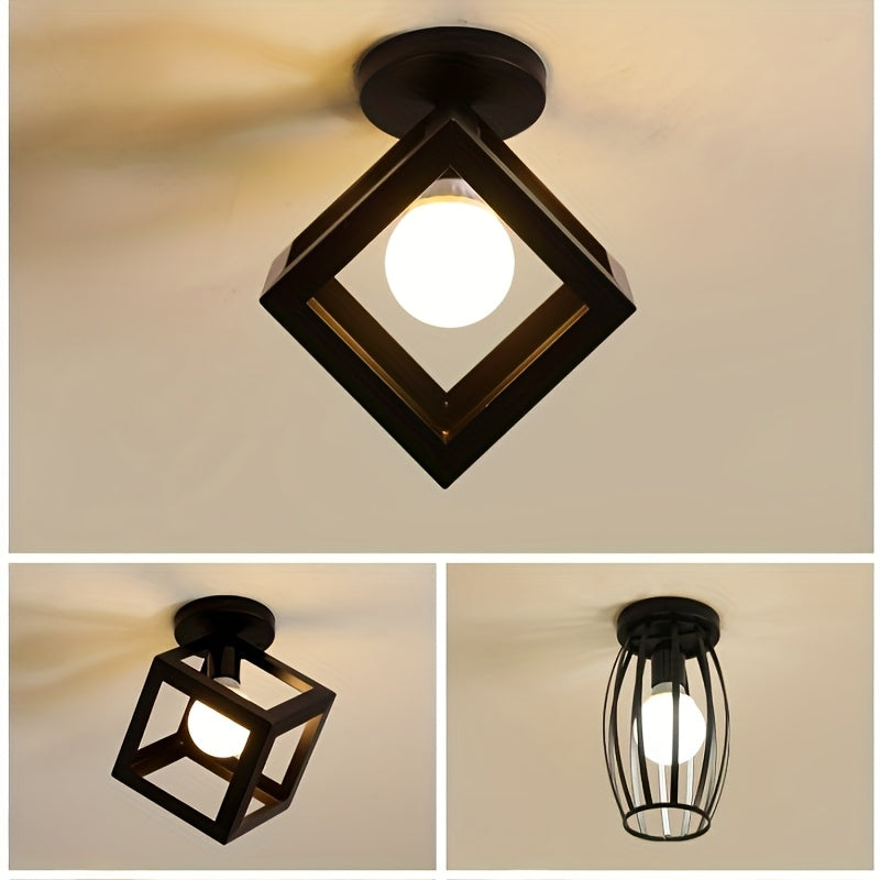 Luz de Teto Cubo Geométrico | Luminária Moderna Industrial Semi-Embutida
