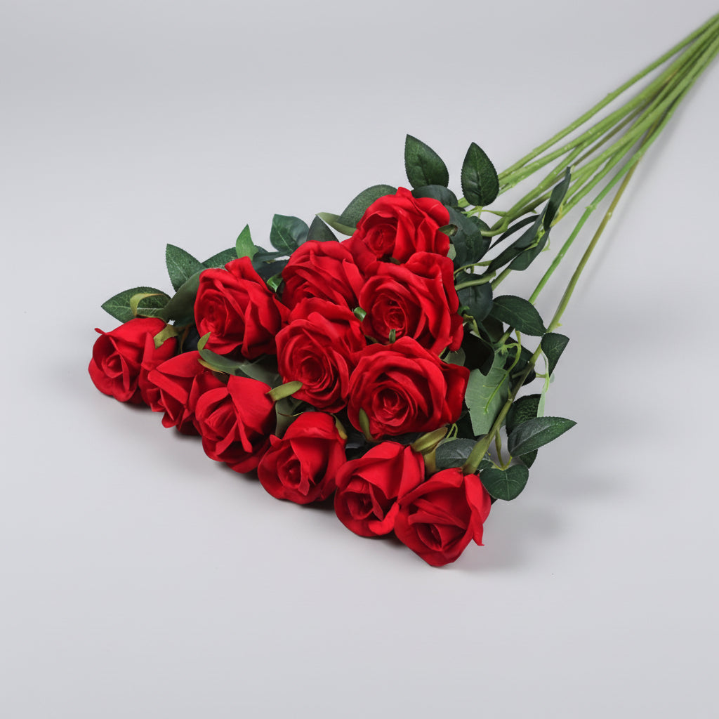 Buchet de flori artificiale pentru Ziua Mamei, trandafiri roșii decorativi