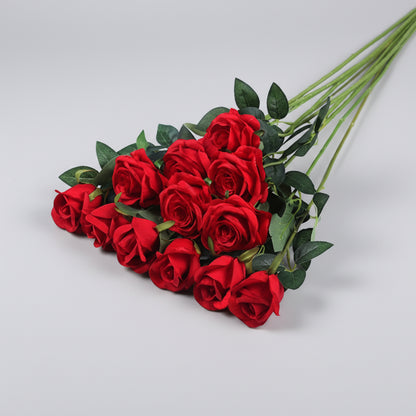 Buchet de flori artificiale pentru Ziua Mamei, trandafiri roșii decorativi
