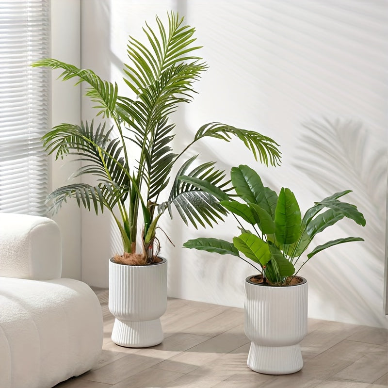 White Self-Watering Flower Pot | Modern Wine Glass Design Planter with Water Level Indicator