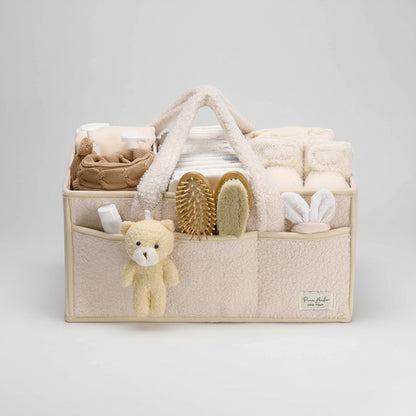 Diaper Caddy Organizer Plush Sherpa Baby Storage Basket