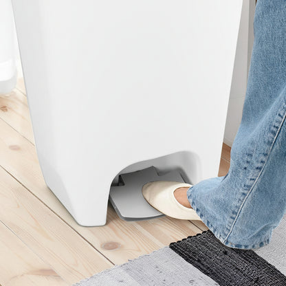 13 Gallon White Kitchen Trash Can Step Pedal Odor Protection
