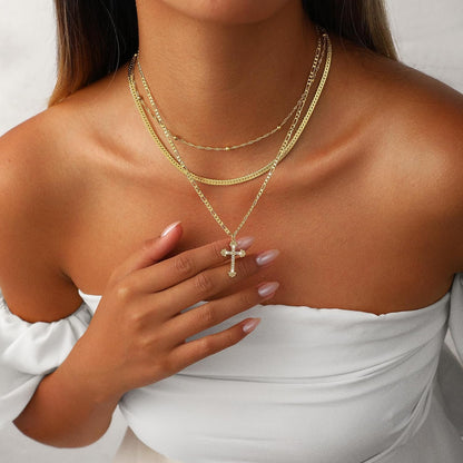 Collana a strati con ciondolo a croce Regalo di gioielli in oro per la Festa della Mamma