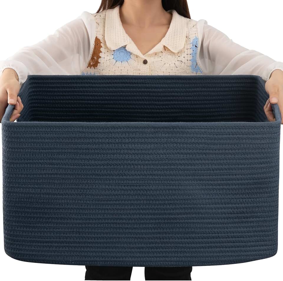 Laundry Basket Large Rope Rectangular Storage Handles