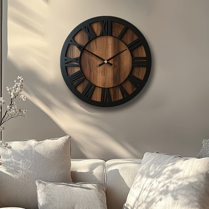 Vintage Wooden Wall Clock | Roman Numeral Design