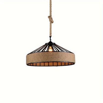 Lámpara colgante de cuerda de cáñamo rústica | Lámpara de techo vintage estilo granja