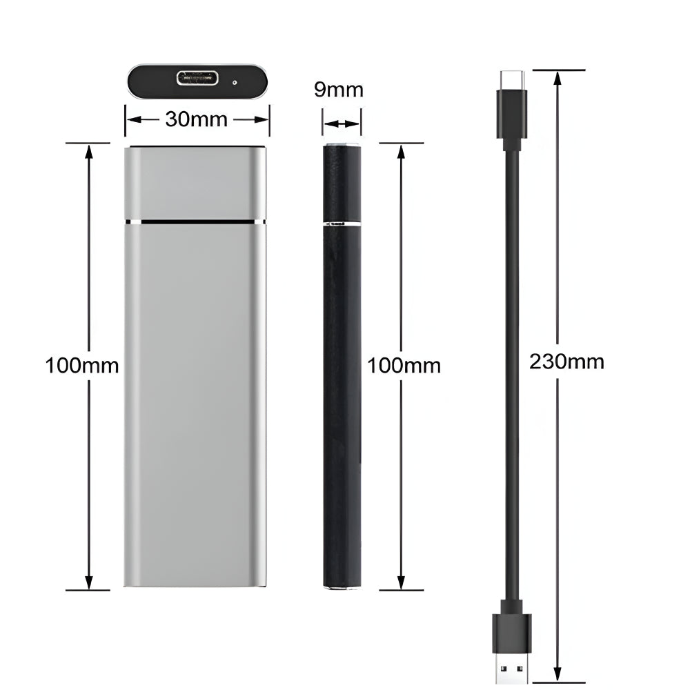 External Hard Drive Aluminum Portable Storage Device