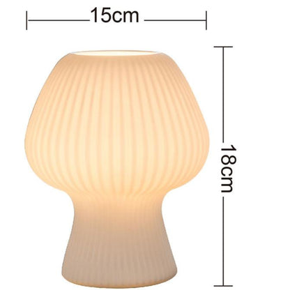 Lampă de Masă Vintage | Lampă Ciupercă din Sticlă Fălcată