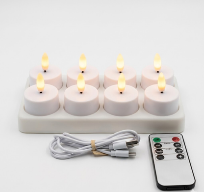 Set di Candele a LED Senza Fiamma con Telecomando, Timer e Ricaricabili via USB
