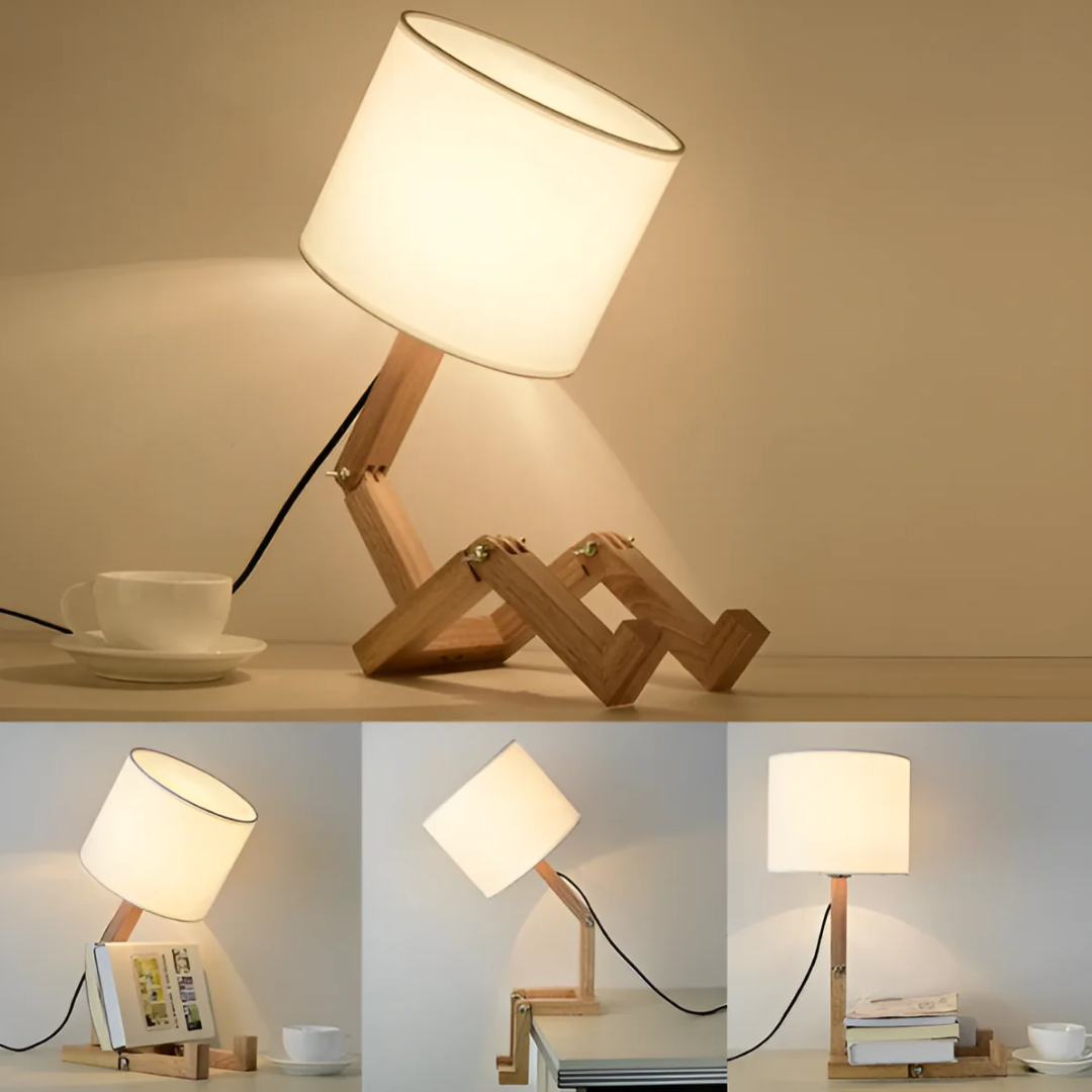 Candeeiro de Mesa Rilna | Luz de Design Flexível em Madeira