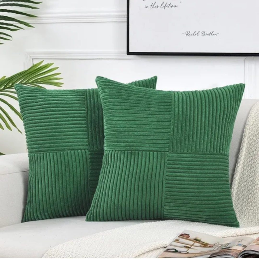 Federe per Cuscini in Velluto a Coste | Federe di Lusso a Righe per Cuscini Decorativi